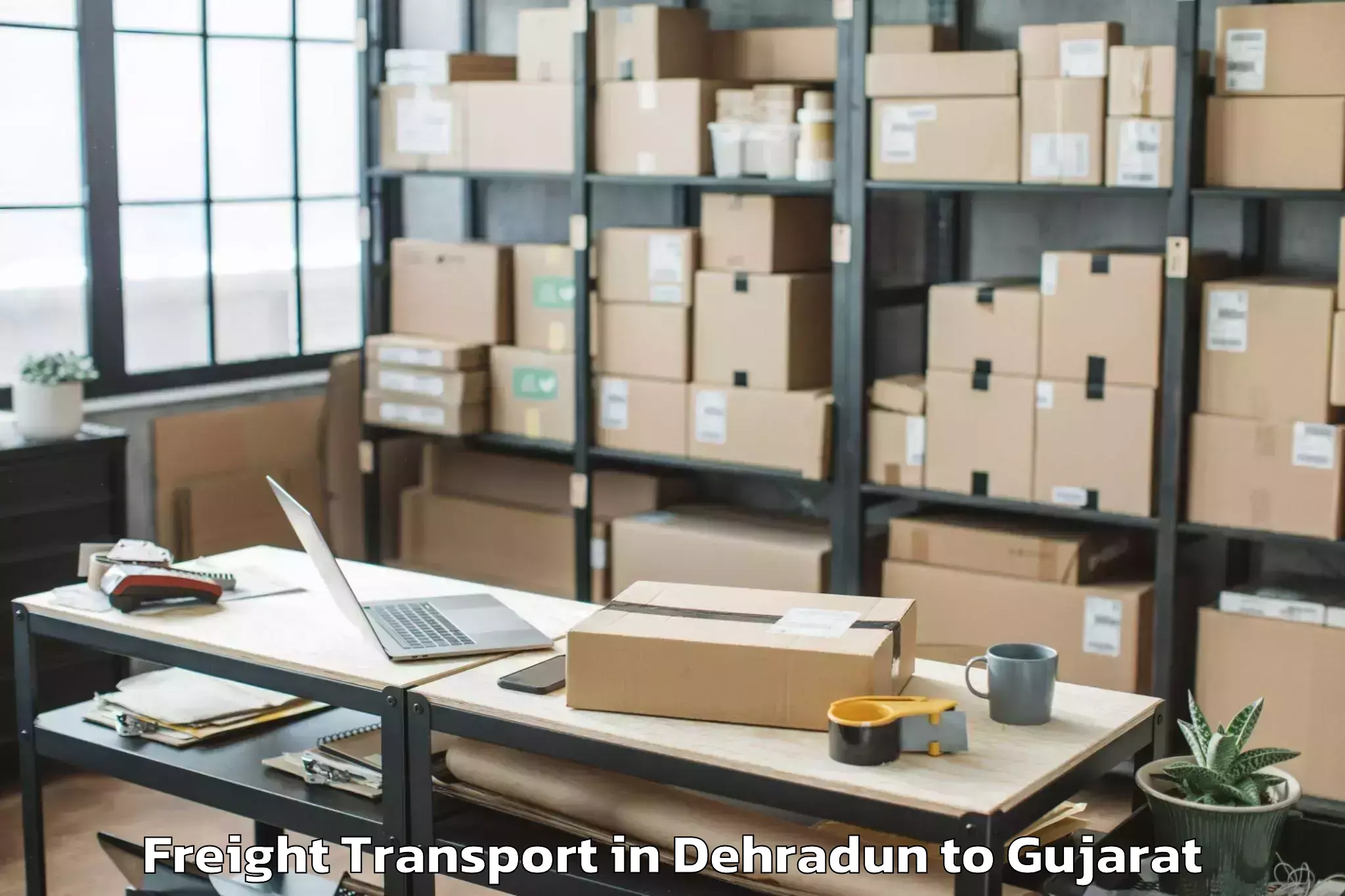 Hassle-Free Dehradun to Delvada Freight Transport